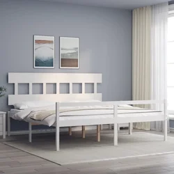 Krevet za starije s uzglavljem bijeli 200x200 cm masivnog drva