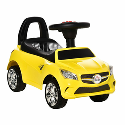 HOMCOM Otroški avto za vožnjo z volanom, glasbo in žarometi, starost 18-36 mesecev, 63,5x28x36 cm, Rumena
