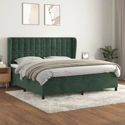 shumee Box spring postelja z vzmetnico temno zelena 200x200 cm žamet