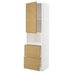 METOD / MAXIMERA Vis.elem.mikrotal. s vratima/2fioke, bela/Voxtorp im. hrastovine, 60x60x220 cm