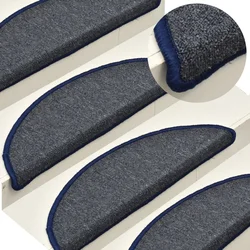 Prostirke za stepenice 15 kom 56x17x3 cm tamno sive i plave poluokrugle