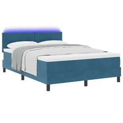 LED Box Spring Krevet Tamno plava 160 x 200 cm Baršun