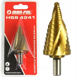 Stopničast sveder za kovino 20-34 mm spirala 14242
