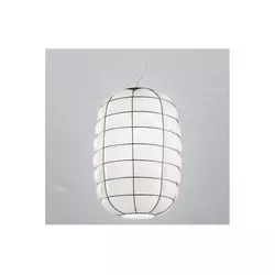 SIRU - Luster na sajli LANTERNA 1xE27/60W/230V, prečnik 32 cm, crna/bela, venecijansko staklo
