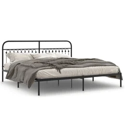 Vidaxl Kovinski posteljni okvir z vzglavjem črn 193x203 cm