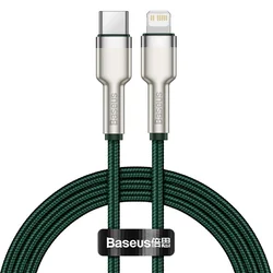 BASEUS Cafule kovinski trpežen kabel USB tipa C za iPhone Lightning 20W 2m zelene barve CATLJK-B06