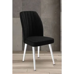 Hanah Home set trpezarijskih stolica Platinum 8 kom, crna tkanina Jerry, bele metalne noge
