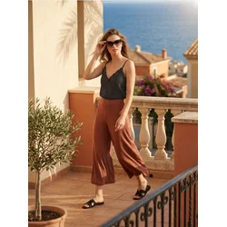 Sinsay - Culotte pantalone od mekane pletene tkanine sa dodatkom viskoze - kafa