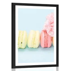 Plakat s paspartujem slastni makroni - 60x90 black