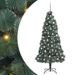 Umjetno božićno drvce s lampicama i setom ukrasa Zelena 210 cm