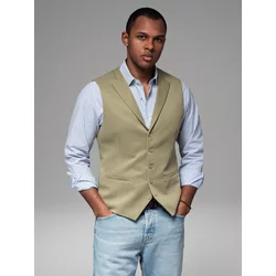 Ombre Fitted mens structured knit vest with lapels - olive