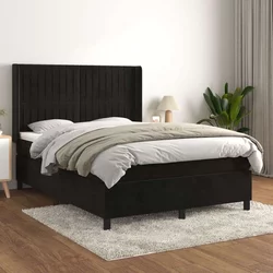 Vidaxl Box spring posteljni z vzmetnico črn 140x190 cm žamet