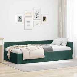 Kutni okvir kreveta Tamnozelena 80 cm x 200 cm Baršun