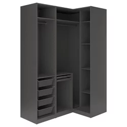 PAX / FYRUDDEN Ugaoni garderober, tamnosiva/plava, 161/111x236 cm