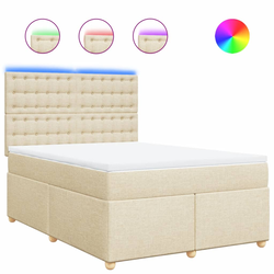 vidaXL vidaXL Box spring postelja z vzmetnico krem 140x200 cm blago, (21309430)