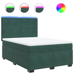 Vidaxl Box spring postelja z vzmetnico temno zelena 140x200 cm žamet