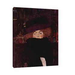 Canvas Slika na platnu Dame mit Hut und Federboa, Gustav Klimt, Bez rama, 60 x 75 cm