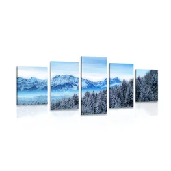 5-delna slika zasnežene gore - 200x100