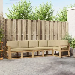 Set vanjskih sofa s jastukom 6 pcs Bijela i bež Poliester