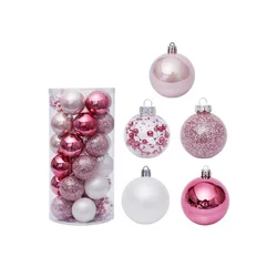 Novogodišnje kugle roze set 1/30kom
