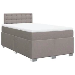 Vidaxl Box spring postelja z vzmetnico taupe 120x200 cm blago