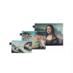 LOQI set 3 žepkov z zadrgo Zip Pockets Michelangelo, Botticelli, Da Vinci, Recycled