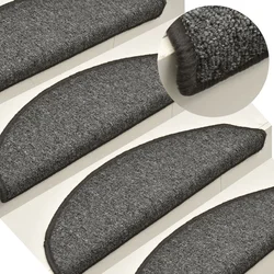 Prostirke za stepenice 15 kom 56x17x3 cm tamno sive poluokrugle