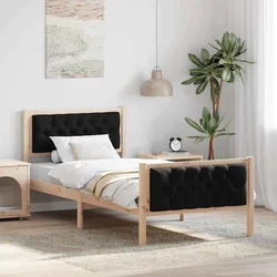 Krevetna konstrukcija Crna 90 x 190 cm Čvrsto borovo drvo