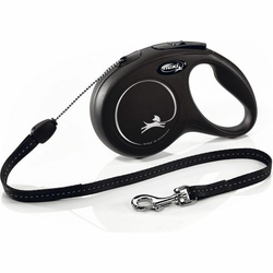 Flexi New Classic Cord Povodac za pse, S, Crni