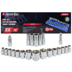 Forsage Set napetostnih glav 1/2 22 kos (6-krakih)