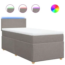 Vidaxl Box spring postelja z vzmetnico taupe 90x200 cm blago