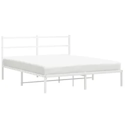 Vidaxl Kovinski posteljni okvir z vzglavjem bel 150x200 cm