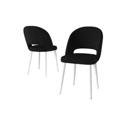 Hanah Home set trpezarijskih stolica Pane 4 kom, crna tkanina Babyface, bele metalne noge