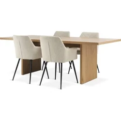 MUNKEBY L220 sto top. hrast + 4 PURHUS pep. bela/crna