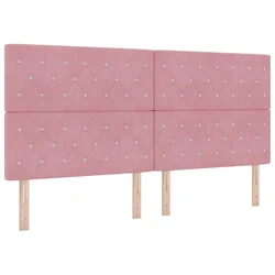 Vidaxl LED Box Spring Postelja z vzmetnico Roza 200 x 200 cm blago
