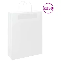 Papirnate vrećice 250 kom s ručkama bijele 32x12x42 cm