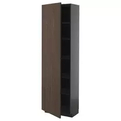 METOD Visoki element s policama, Crnosiva/Sinarp smeđa, 60x37x200 cm