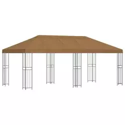 Paviljon s bočnim stranama 6 x 3 m Bež Poliester i čelik 190