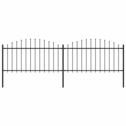Vrtna ograda s vrhom koplja Čelik 359x150 cm Crna