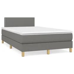 Vidaxl Box spring postelja z vzmetnico LED temno siva 120x190 cm blago