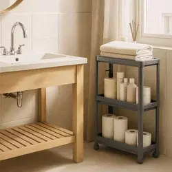 Aberto Design Plastična višenamenska polica, 54x18x102cm, Sivi