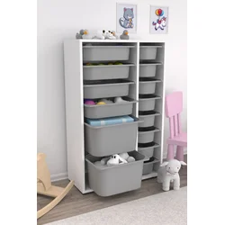 Hanah Home Višenamenska komoda Rine 2D4K8U v2, 69.5 x109 x30 cm, Sivo-bela
