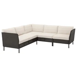VITTSKÄR Modularna ugaona sofa za 4 osobe, napolju plastični ratan tamnosivi/Frösön/Duvholmen bež