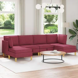 Modularni set sofe sa skladištem 6 pcs Vinska crvena Tkanina