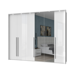 JELA Plakar sa dva ogledala P6B-2OG-2/PN - kolekcija Piano - Kristalno bela/Kristalno Bela HG Lak - 277x226x60 cm