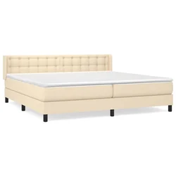 Vidaxl Box spring postelja z vzmetnico krem 200x200 cm blago