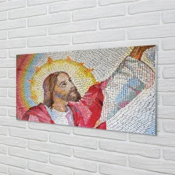 tulup.si Steklena slika Mozaik jezus 100x50 cm 4 obešalnika