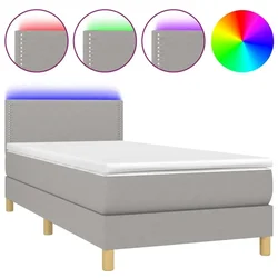 Vidaxl Box spring postelja z vzmetnico LED svetlo siva 80x200 cm blago