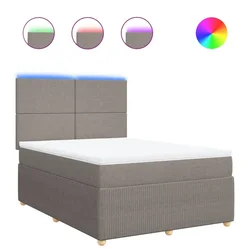 Vidaxl Box spring postelja z vzmetnico taupe 140x200 cm blago