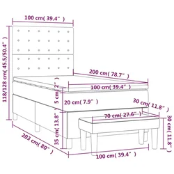 Vidaxl Box spring postelja z vzmetnico svetlo siv 100x200 cm blago